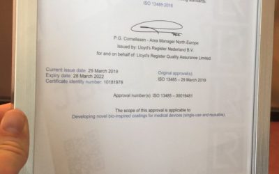 LipoCoat is proud to announce that our quality management system has been certified according to the standard ISO 13485:2016